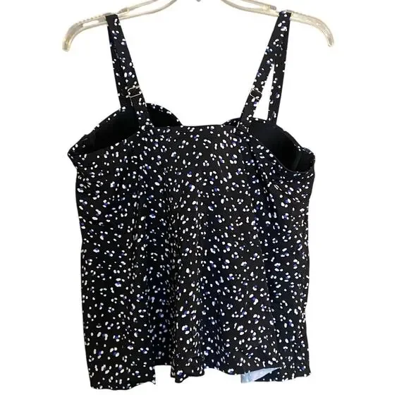 Swimsuits for All Size 20 Black White & Blue Polka Dot Underwire Tankini Top - Picture 2 of 8